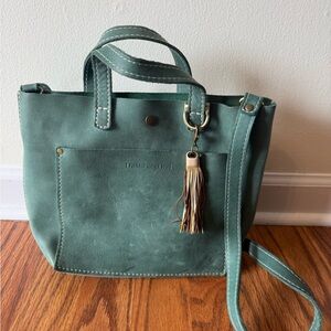 Portland Leather Green Tote Bag - Women's Crossbody